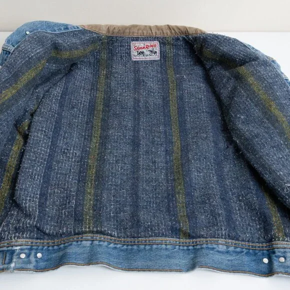 Vintage Lee Storm Rider Denim Jacket Blanket Lined Corduroy Collar - Picture 11 of 14